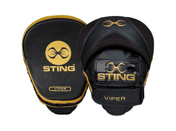 Sting Boxing Viper Speed Leather Gel Focus Pads Mitts Black Gold